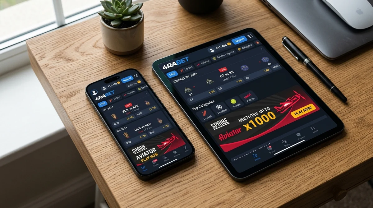 4RABET India Mobile & Desktop Interface on Android & iOS