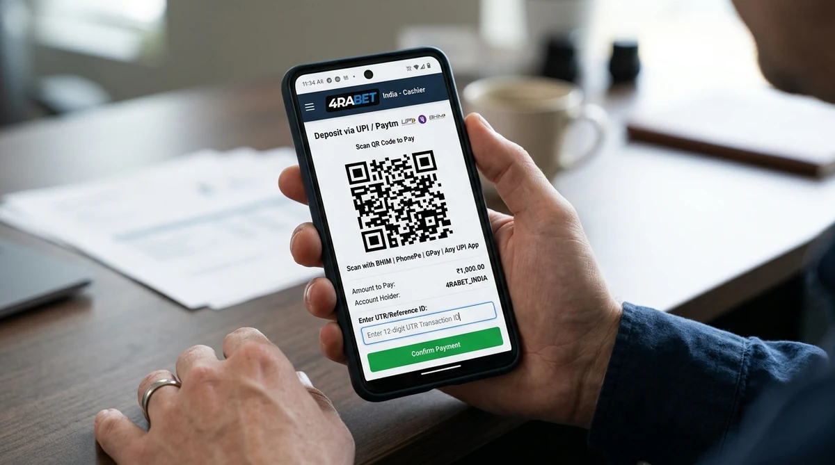 4RABET UPI Cashier: Instant QR generation and 12-digit UTR transaction reference entry